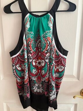 NWT New York & Company Green and Black Halter Tank Top